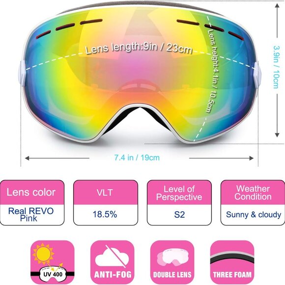Snowboard Ski Goggles and Detachable Lens - Picture 3 of 6